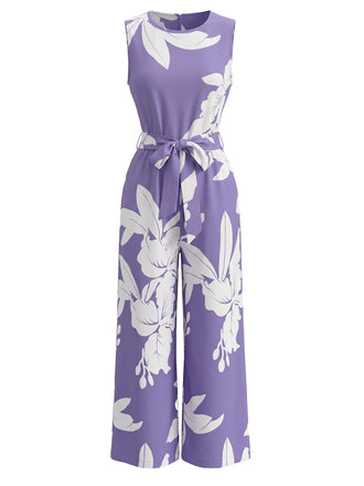 Combinaison sans Manches Imprimé Floral Violette Années 30