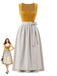 Robe Jaune Col Carré & Rayé Apron Années 1950