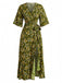 Robe Bohème Floral Imprimé Col V Portefeuille Midi Années 1970 2