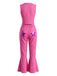 Ensemble 2 Pièces Top Col V & Pantalon Évasé Barbie Rose Années 70