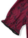 Robe Col Carré Floral Longue Imprimé Lie-de-Vin Années 1940 5