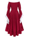 Robe Rouge Épaules Dénudées Manches Cloche Renaissance Années 1930 3