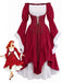 Robe Rouge Épaules Dénudées Manches Cloche Renaissance Années 1930