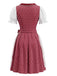 Ensemble 3PCS Col Carré Floral & Blanc Puff & Apron Années 1950 3