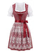 Ensemble 3PCS Col Carré Floral & Blanc Puff & Apron Années 1950 2