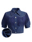 [Prévente] Veste courte western bleu marine denim franges et clous années 60
