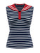 [Prévente] Tops Rouge & Bleu & Blanc Rayé Col Marin Sans Manches Années 1950 2