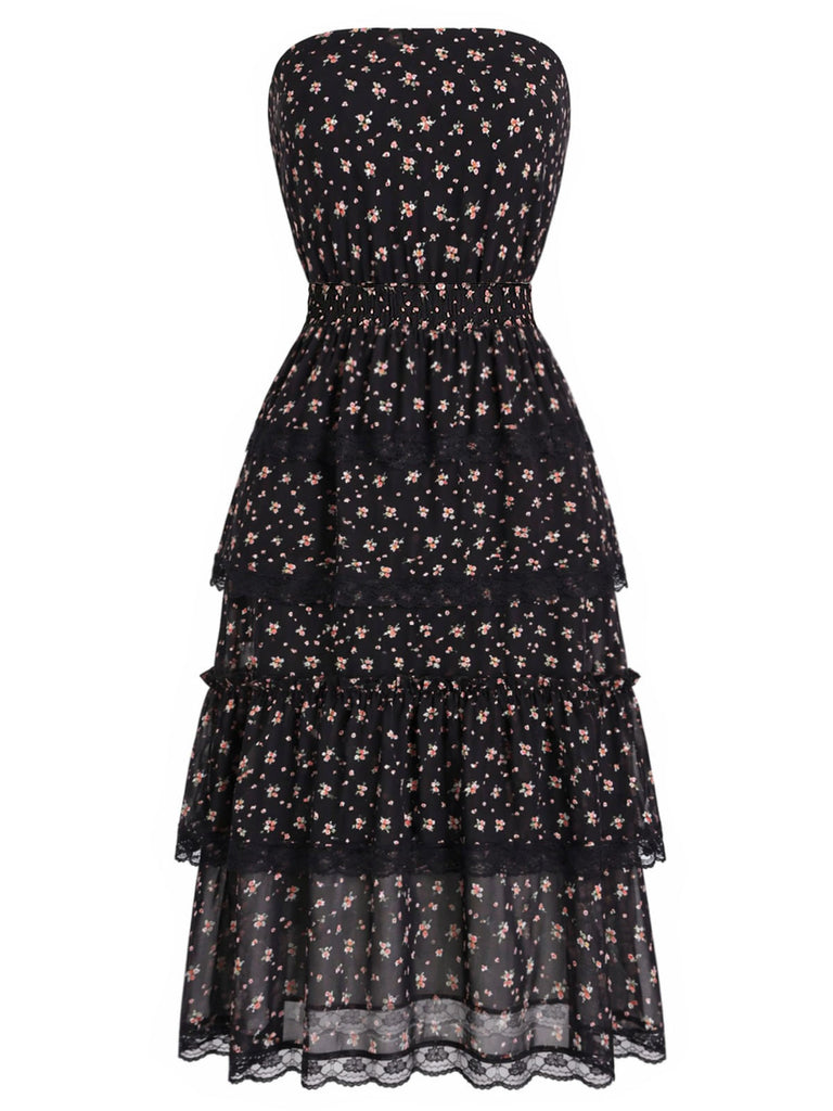 [Prévente] 3PCS Floral Dentelle Longue Petites Fleurs Mini Noir Années 1950 4