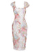 Robe Multicolore Floral Tulle Plissé Ajusté Années 1960 2