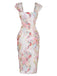 Robe Multicolore Floral Tulle Plissé Ajusté Années 1960 3