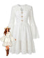 Robe blanche bohème coton et dentelle manches évasées années 1970