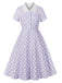 Robe à Pois Dentelle-Trimmed Col Évasé Années 1950