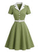 Robe Blanc Contrasté Revers Col Évasé Années 1950 2