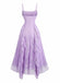 Robe Bretelles Spaghetti Floral Volant Dentelle Nœud Bordure Années 1950 9