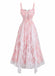Robe Bretelles Spaghetti Floral Volant Dentelle Nœud Bordure Années 1950 2