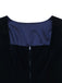 Robe Bleu Col Carré Velours & Tablier à Pois Années 1950