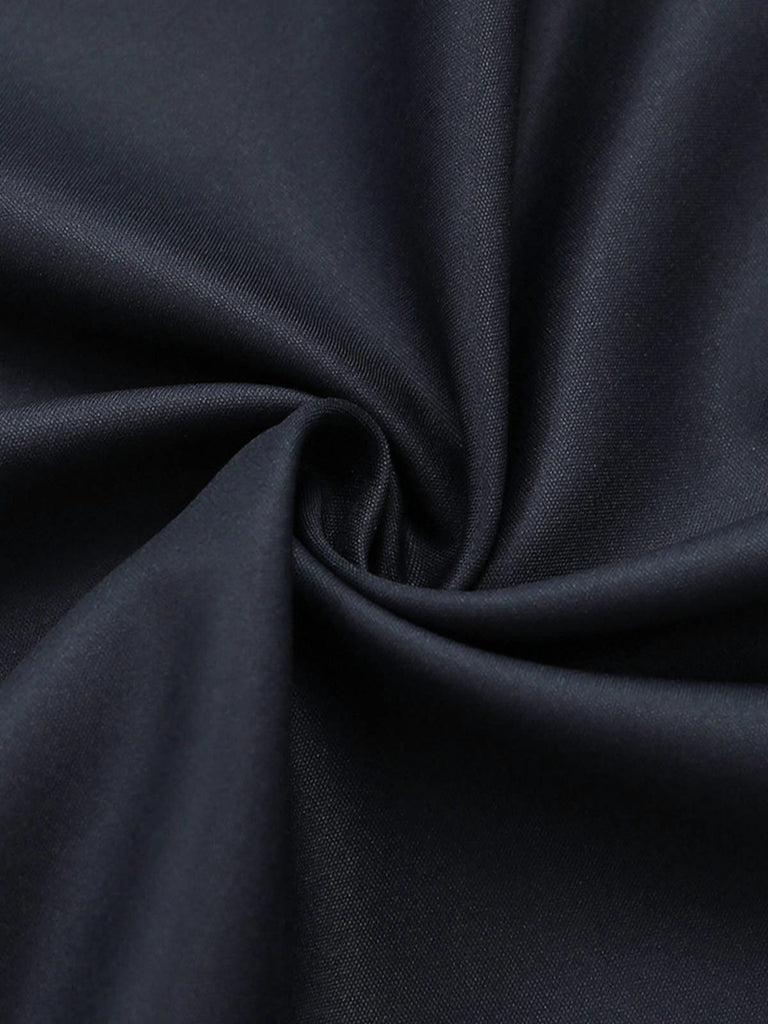 Robe Bleu Col Carré Velours & Tablier à Pois Années 1950