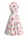 Robe Sans Manches Boutonné Revers Évasé Rose Rose Années 1950 3