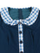 Robe Marine Vichy Col Claudine Ceinturé Évasé Années 1950 5