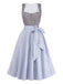 Robe Marron Rayé Col Carré & Floral Apron Années 1950 2