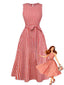 Robe Rouge Vichy Sans Manches Évasé Années 1950