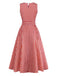 Robe Rouge Vichy Sans Manches Évasé Années 1950 3