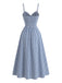 Robe à Bretelles Spaghetti Carreaux Vichy Bleue Années 40