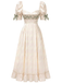[Prévente] Robe Col Carré Nœud Floral Couleur Crème Années 30