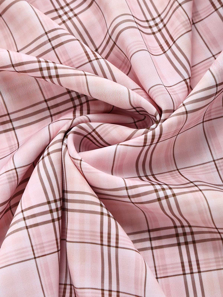 Robe Bretelle à Volants Carreaux Rose Années 50