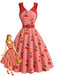 [Prévente] Robe Évasée Rouge Vichy Cerises avec Bretelles à Nœud Années 1950