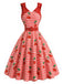 [Prévente] Robe Évasée Rouge Vichy Cerises avec Bretelles à Nœud Années 1950 2