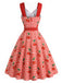 [Prévente] Robe Évasée Rouge Vichy Cerises avec Bretelles à Nœud Années 1950 4