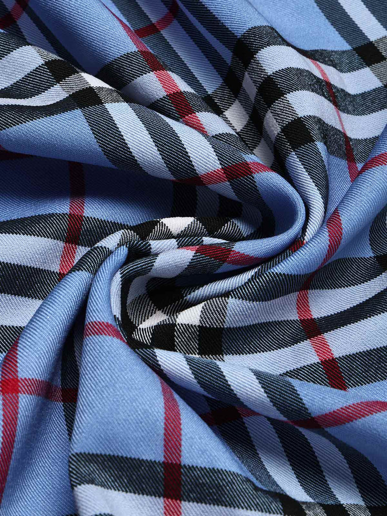 [Prévente] Robe à Carreaux Ceinturée Col Cœur Patchwork Années 1940 7