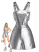 [Prévente] 2PCS Pantalon Argenté Metallic Star Overall et Tube Top Années 1980
