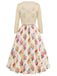 [Prévente] 2PCS Crème Boléro Cardigan et Floral Robe Années 1940