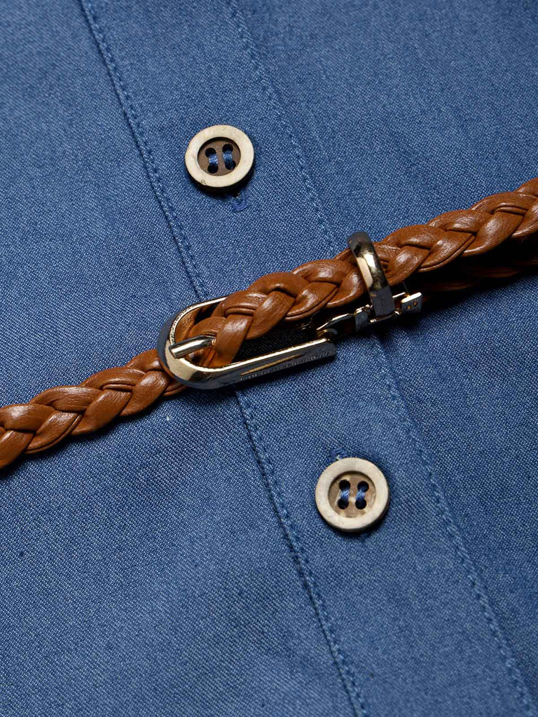 [Prévente] Robe Western Bleu Foncé Rose à Volants Étagés Denim Années 1960 7