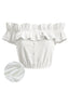 [Prévente] Crop top blanc volants et épaules dénudées années 50