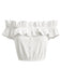 [Prévente] Crop Top Blanc Épaules Dénudées à Volants Années 1950 2