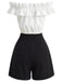[Prévente] 2PCS Crop Top Épaules Dénudées à Volants Boutonné & Short Années 1950 4