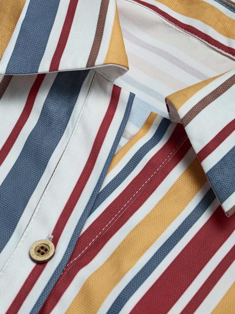 [Prévente] Robe Chemise à Rayures Verticales avec Boutons et Ceinture Années 1930