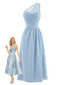 [Prévente] Robe Asymétrique Froncée en Dentelle Bleu Clair Années 1960