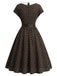 [Prévente] Robe Évasée Marron à Pois Col Cranté Manches Courtes Années 1950 4