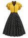 [Prévente] Robe Jaune et Noir à Pois Volant Patchwork Années 1950