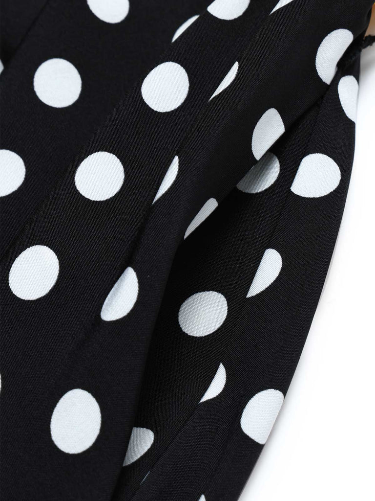 [Prévente] Robe Jaune et Noir à Pois Volant Patchwork Années 1950