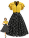 [Prévente] Robe Jaune et Noir à Pois Volant Patchwork Années 1950
