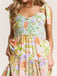 Robe Maxi Smockée à Bretelles Nouées Floral Années 30