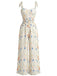 Combinaison Bretelles Spaghetti Floral Petites Fleurs Multicolore Années 1940 2