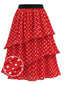 [Prévente] Jupe rouge pois taille haute et volants étagés années 1940