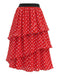 [Prévente] Jupe Rouge Taille Haute à Pois à Étages Volant Années 1940 3