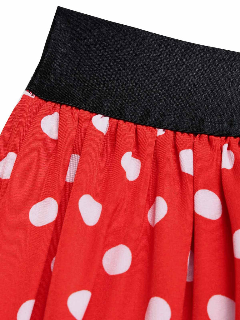 [Prévente] Jupe Rouge Taille Haute à Pois à Étages Volant Années 1940 6